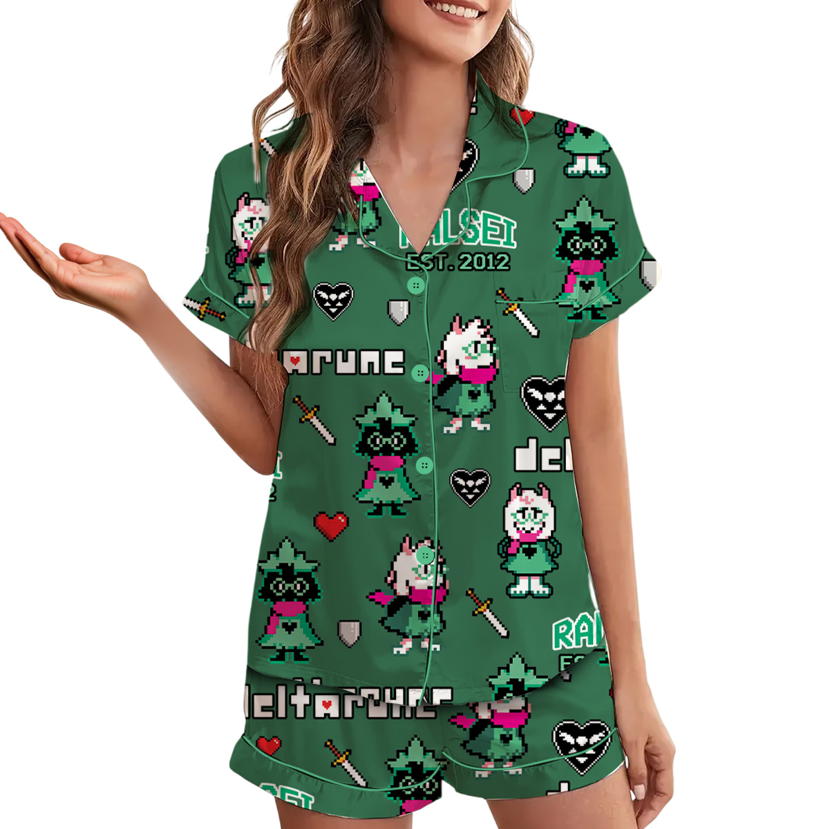 Ralsei Deltarune Game Short Pajamas Set, Ralsei It’s TV Time Meme Tee, DTG Video Game, Unisex Gamer Matching Gift Shirt - Image 2