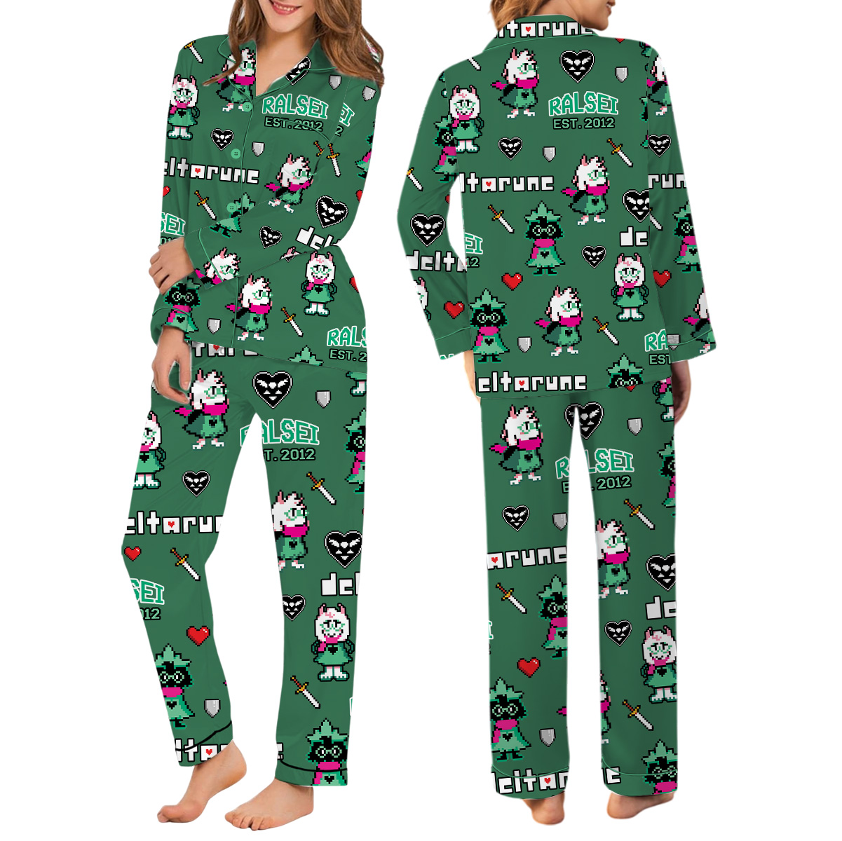 Ralsei Deltarune Game Long Pajamas Set, Ralsei It’s TV Time Meme Tee, DTG Video Game, Unisex Gamer Matching Gift Shirt - Image 3