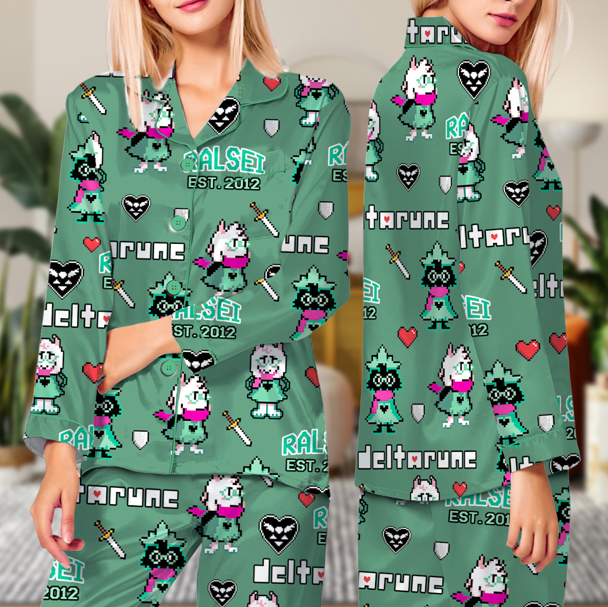 Ralsei Deltarune Game Long Pajamas Set, Ralsei It’s TV Time Meme Tee, DTG Video Game, Unisex Gamer Matching Gift Shirt