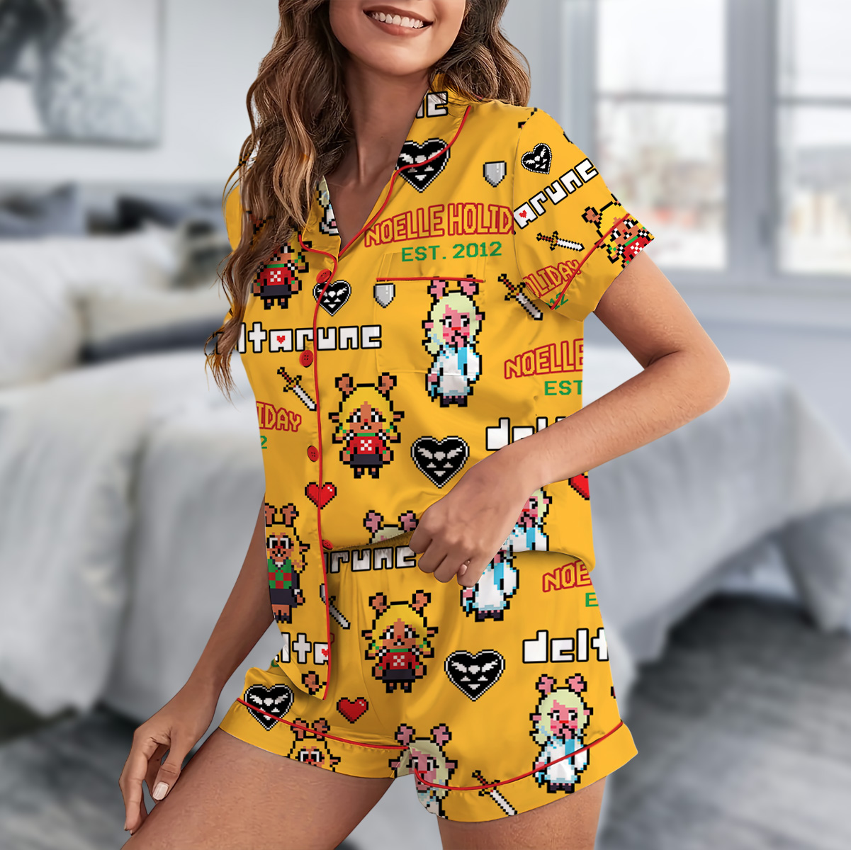 Noelle Holiday Deltarune Game Short Pajamas Set, Noelle Holiday It’s TV Time Meme Tee, DTG Video Game, Unisex Gamer Matching Gift Shirt