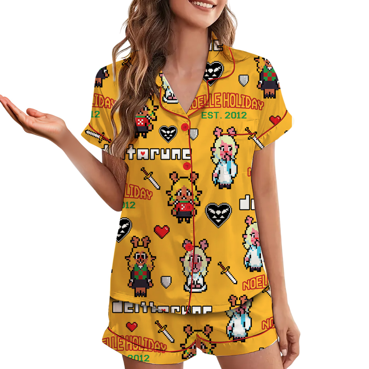 Noelle Holiday Deltarune Game Short Pajamas Set, Noelle Holiday It’s TV Time Meme Tee, DTG Video Game, Unisex Gamer Matching Gift Shirt - Image 3