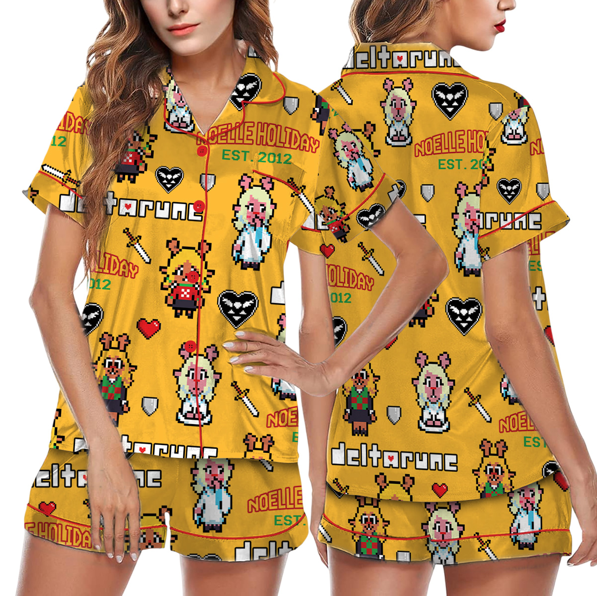 Noelle Holiday Deltarune Game Short Pajamas Set, Noelle Holiday It’s TV Time Meme Tee, DTG Video Game, Unisex Gamer Matching Gift Shirt - Image 4