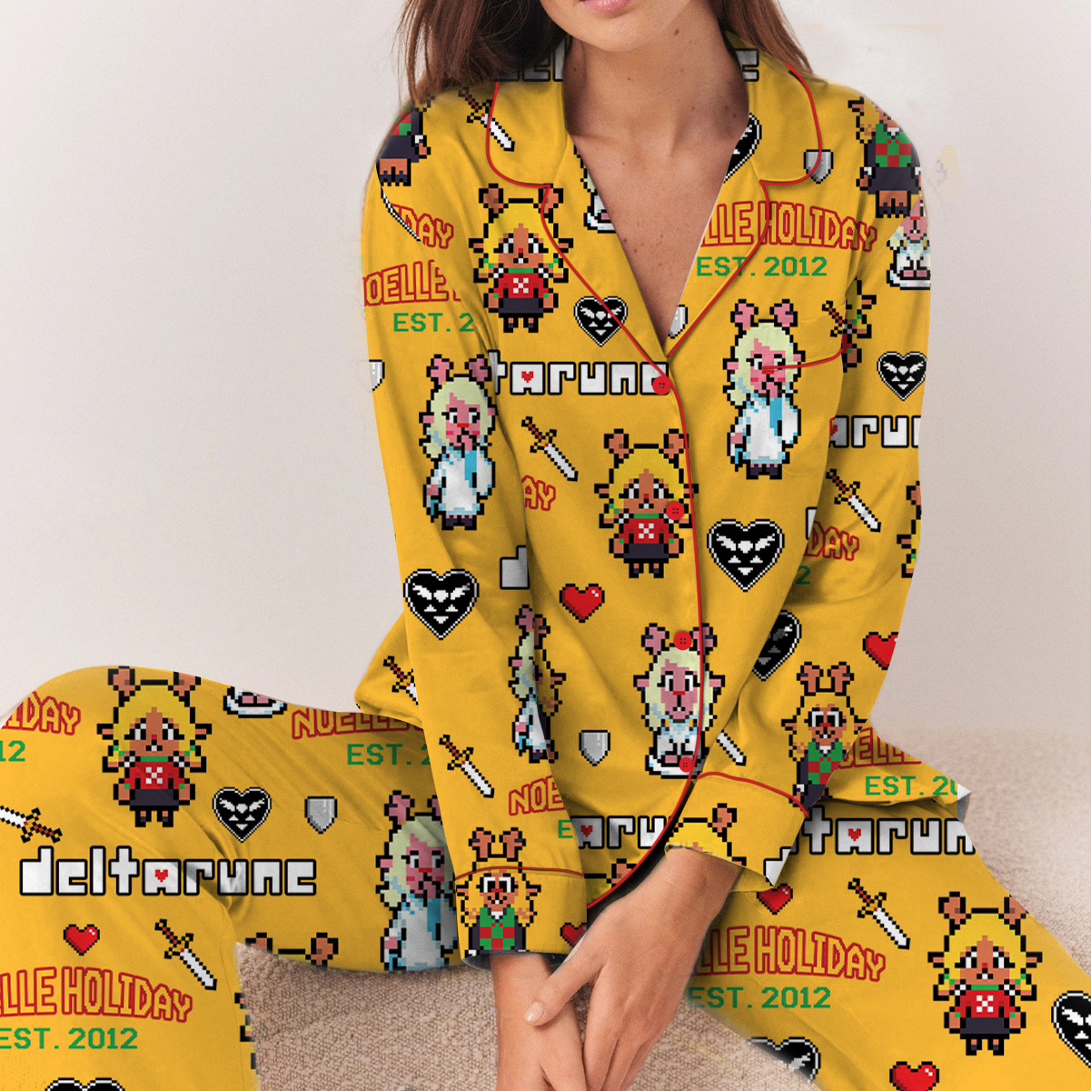 Noelle Holiday Deltarune Game Long Pajamas Set, Noelle Holiday It’s TV Time Meme Tee, DTG Video Game, Unisex Gamer Matching Gift Shirt
