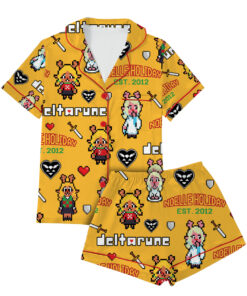 Alternative view of Noelle Holiday Deltarune Game Short Pajamas Set, Noelle Holiday It’s TV Time Meme Tee, DTG Video Game, Unisex Gamer Matching Gift Shirt