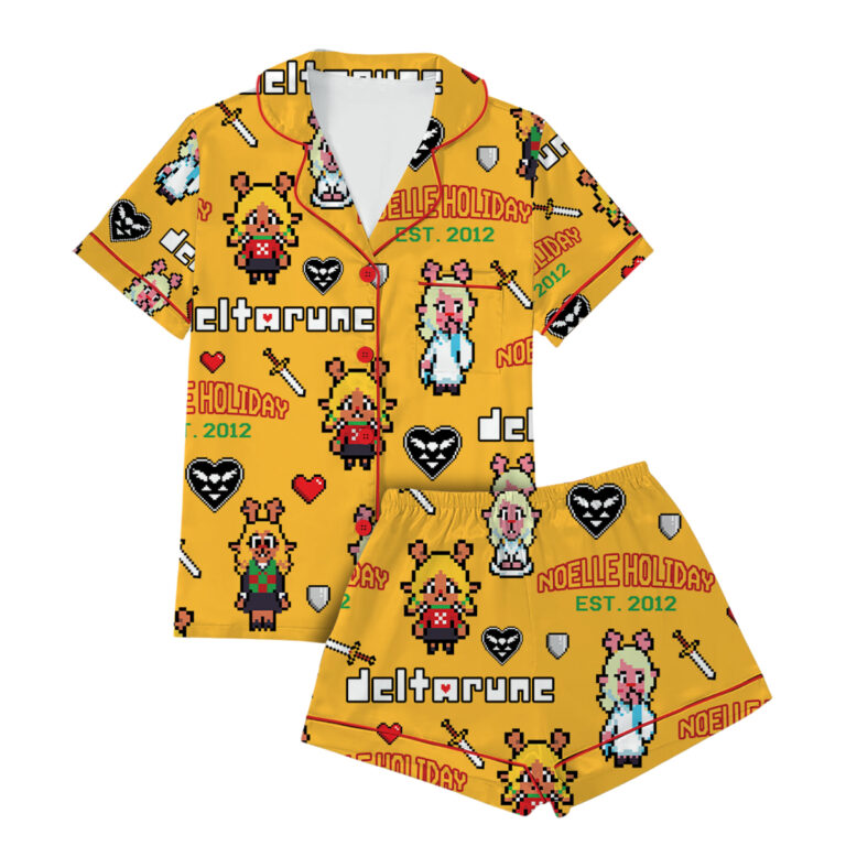 Alternative view of Noelle Holiday Deltarune Game Short Pajamas Set, Noelle Holiday It’s TV Time Meme Tee, DTG Video Game, Unisex Gamer Matching Gift Shirt