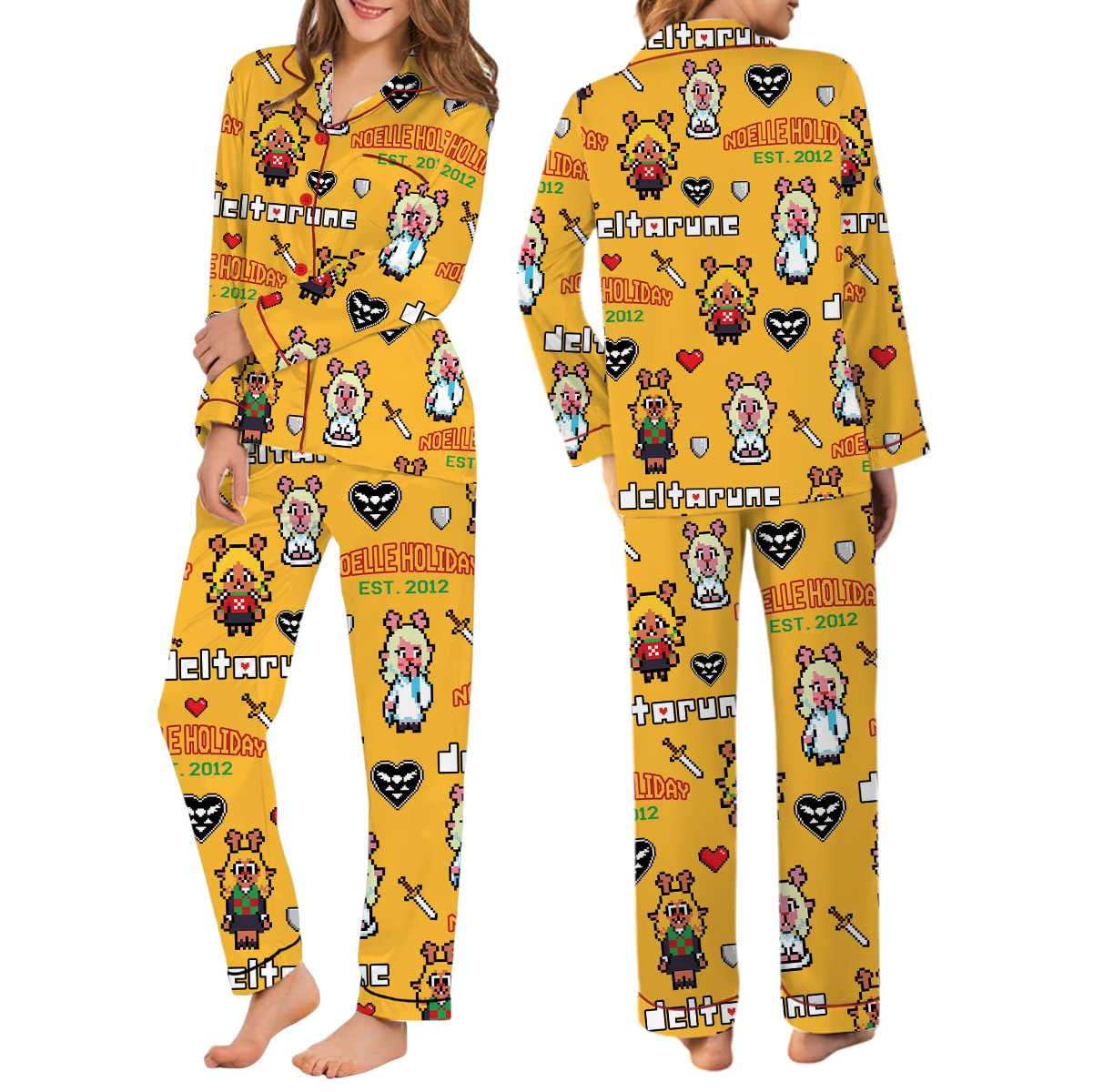 Noelle Holiday Deltarune Game Long Pajamas Set, Noelle Holiday It’s TV Time Meme Tee, DTG Video Game, Unisex Gamer Matching Gift Shirt - Image 3