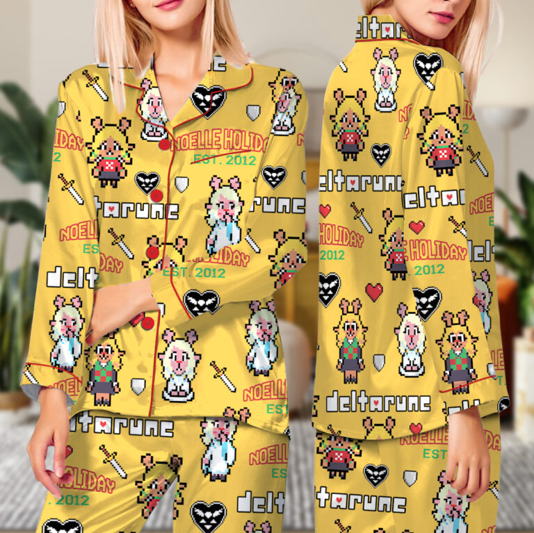 Alternative view of Noelle Holiday Deltarune Game Long Pajamas Set, Noelle Holiday It’s TV Time Meme Tee, DTG Video Game, Unisex Gamer Matching Gift Shirt