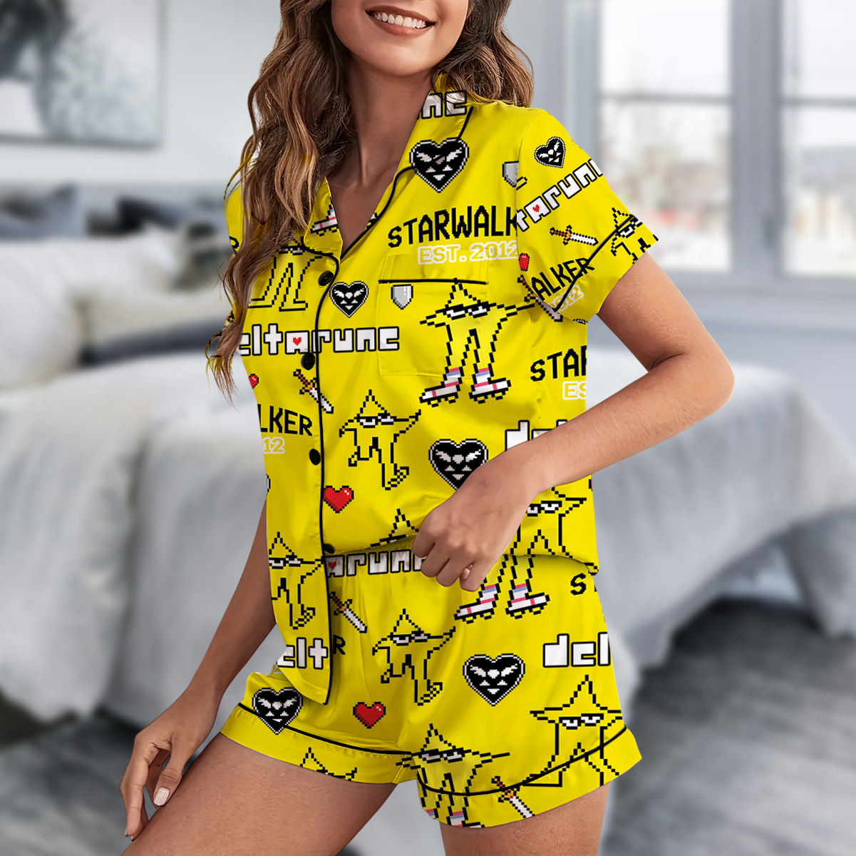 Starwalker Deltarune Game Short Pajamas Set, Starwalker It’s TV Time Meme Tee, DTG Video Game, Unisex Gamer Matching Gift Shirt - Image 2
