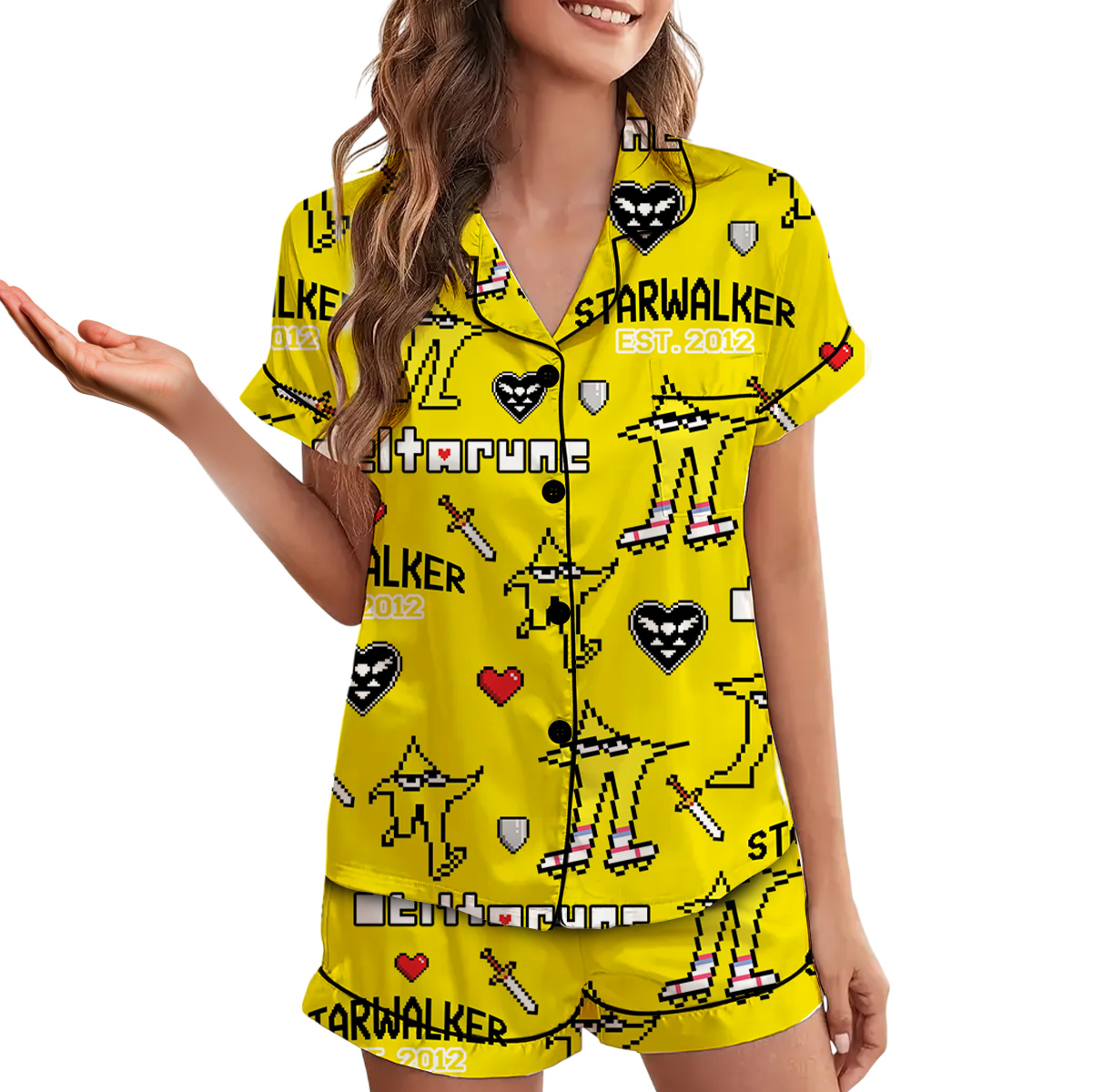 Starwalker Deltarune Game Short Pajamas Set, Starwalker It’s TV Time Meme Tee, DTG Video Game, Unisex Gamer Matching Gift Shirt - Image 3