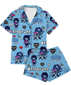 Kris Deltarune Game Matching Pajamas Set Short, Kris It’s TV Time Tee, Deltarune Video Game Tee, Deltarune Costume