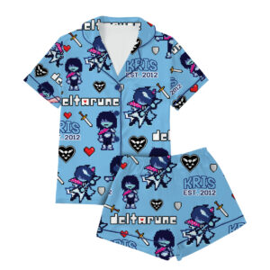 Kris Deltarune Game Matching Pajamas Set Short, Kris It’s TV Time Tee, Deltarune Video Game Tee, Deltarune Costume