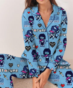 Alternative view of Kris Deltarune Game Matching Pajamas Set Long, Kris It’s TV Time Tee, Deltarune Video Game Tee, Deltarune Costume