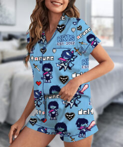 Alternative view of Kris Deltarune Game Matching Pajamas Set Short, Kris It’s TV Time Tee, Deltarune Video Game Tee, Deltarune Costume