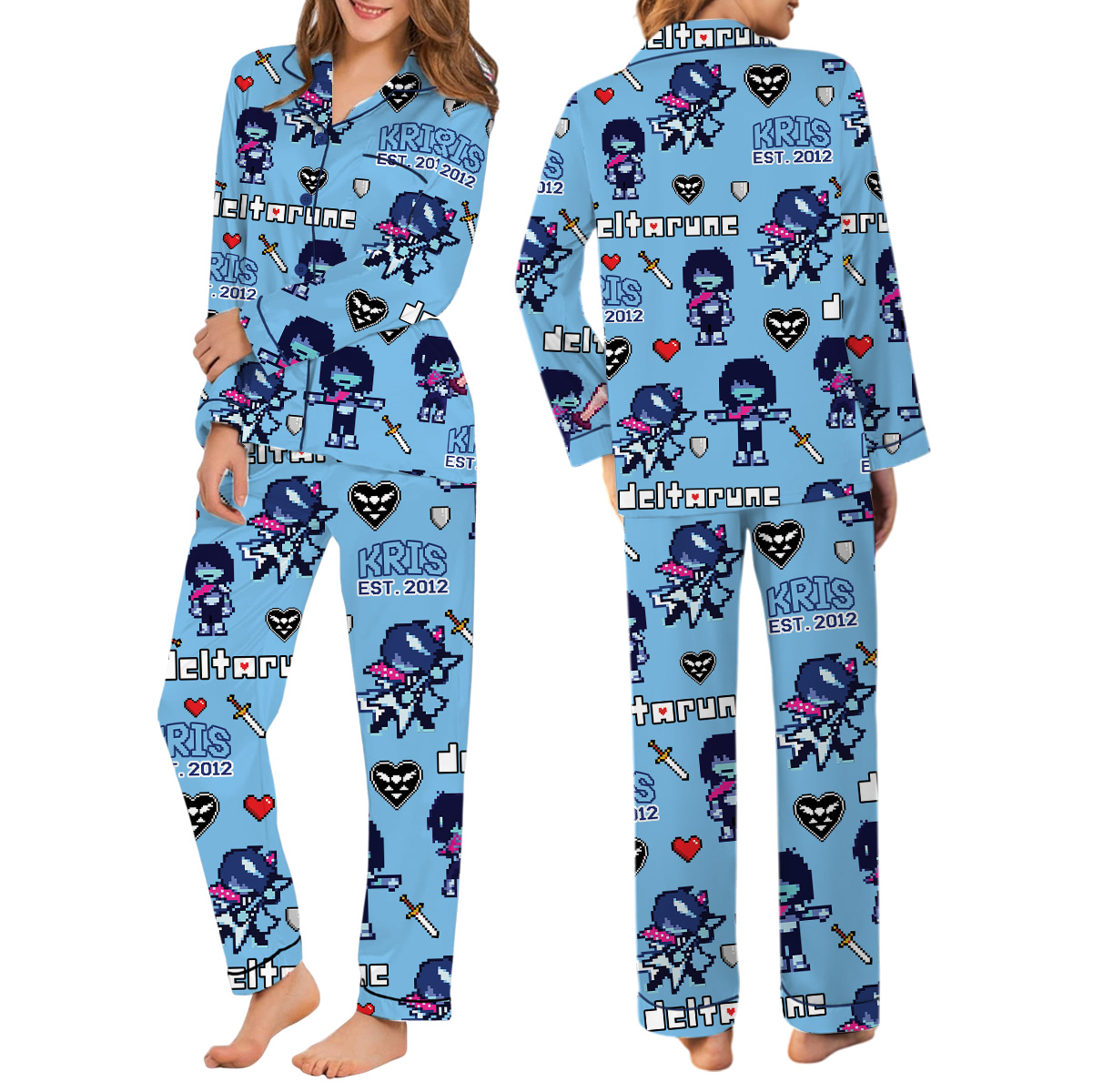 Kris Deltarune Game Matching Pajamas Set Long, Kris It’s TV Time Tee, Deltarune Video Game Tee, Deltarune Costume - Image 3
