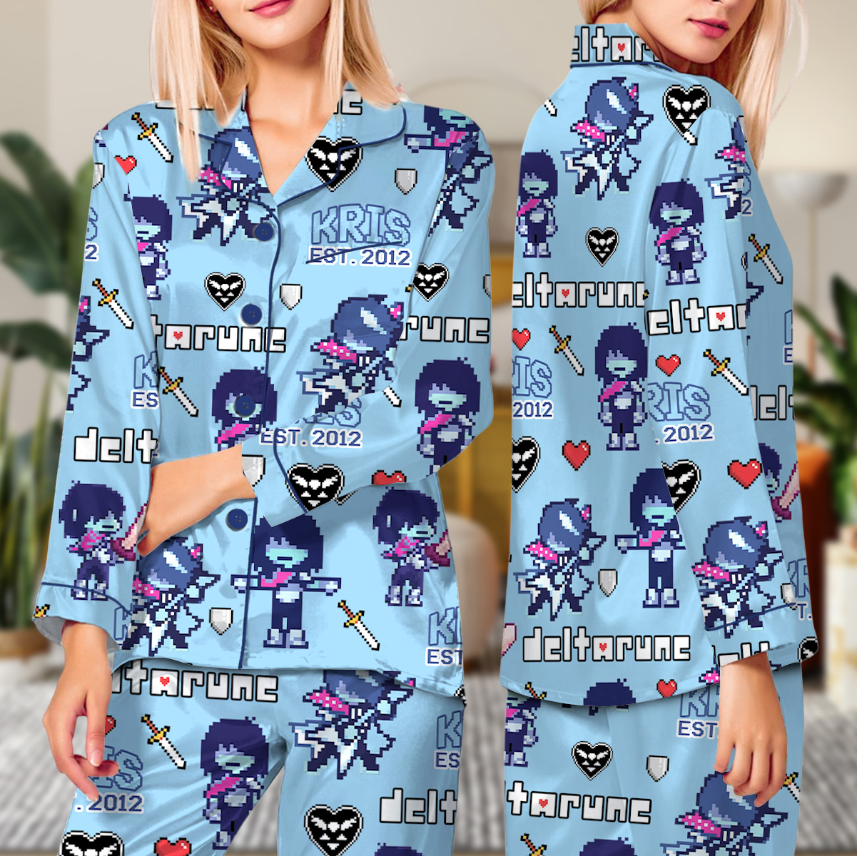 Kris Deltarune Game Matching Pajamas Set Long, Kris It’s TV Time Tee, Deltarune Video Game Tee, Deltarune Costume