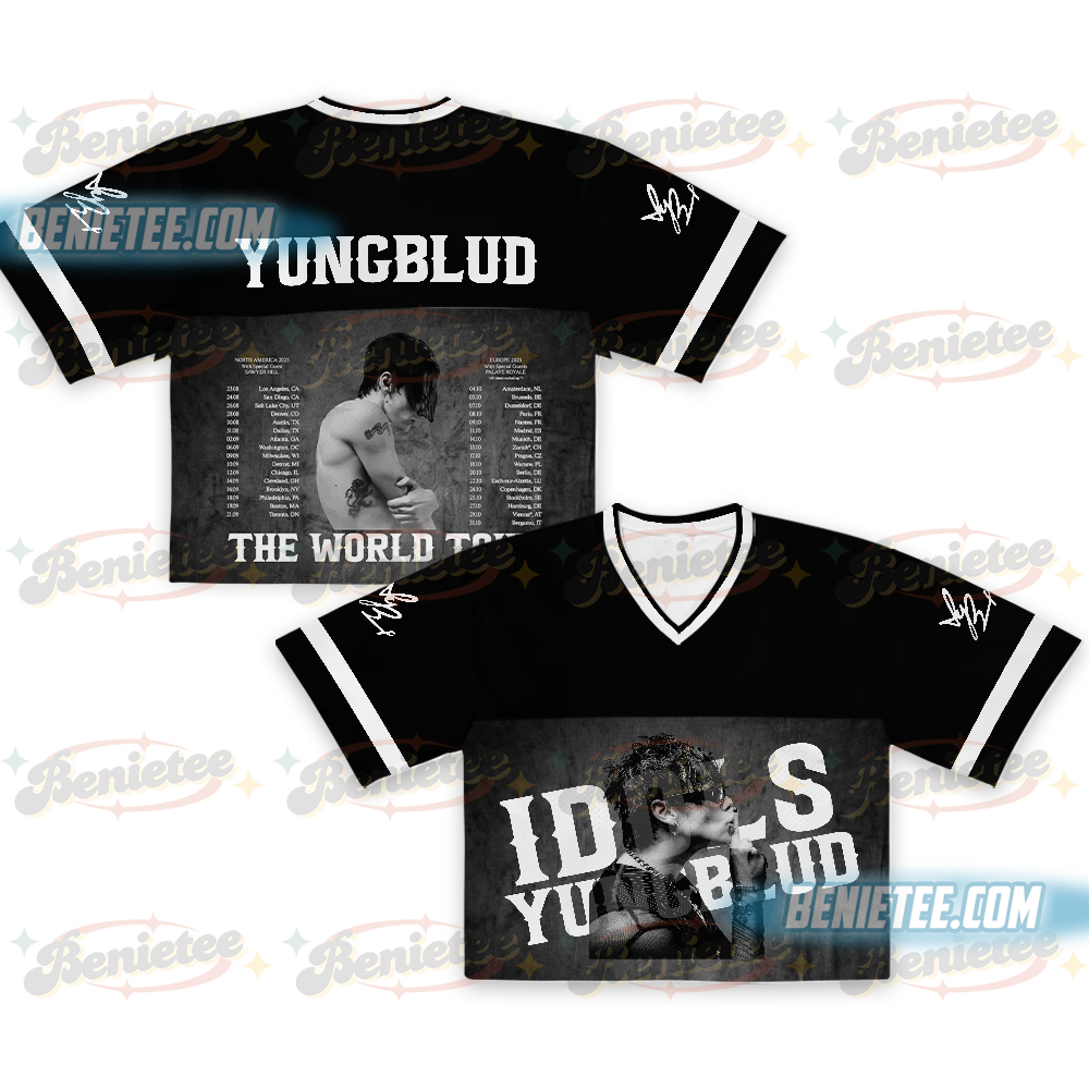 Yung blud Collage Football Jersey Croptop, Vintage Band Shirt, Alt Rock Jersey, Grunge Aesthetic Shirt, Yung blud Merch Shirt