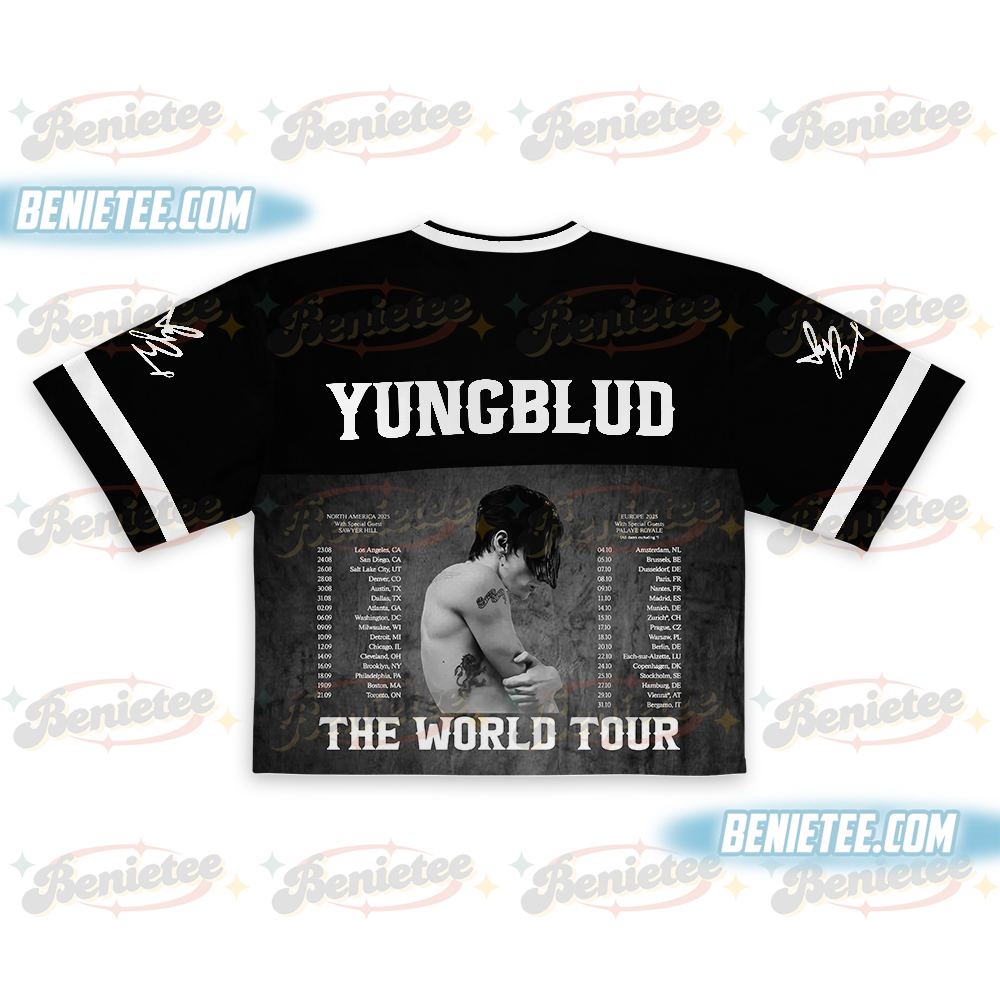 Yung blud Collage Football Jersey Croptop, Vintage Band Shirt, Alt Rock Jersey, Grunge Aesthetic Shirt, Yung blud Merch Shirt - Image 3