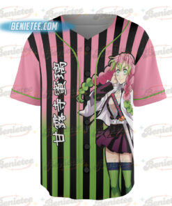 Alternative view of Mitsuri Kanroji Demon Slayer Kimetsu no Yaiba Anime Manga Kawaii Baseball Jersey