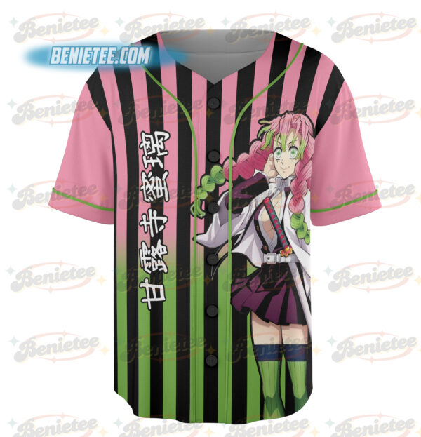 Alternative view of Mitsuri Kanroji Demon Slayer Kimetsu no Yaiba Anime Manga Kawaii Baseball Jersey