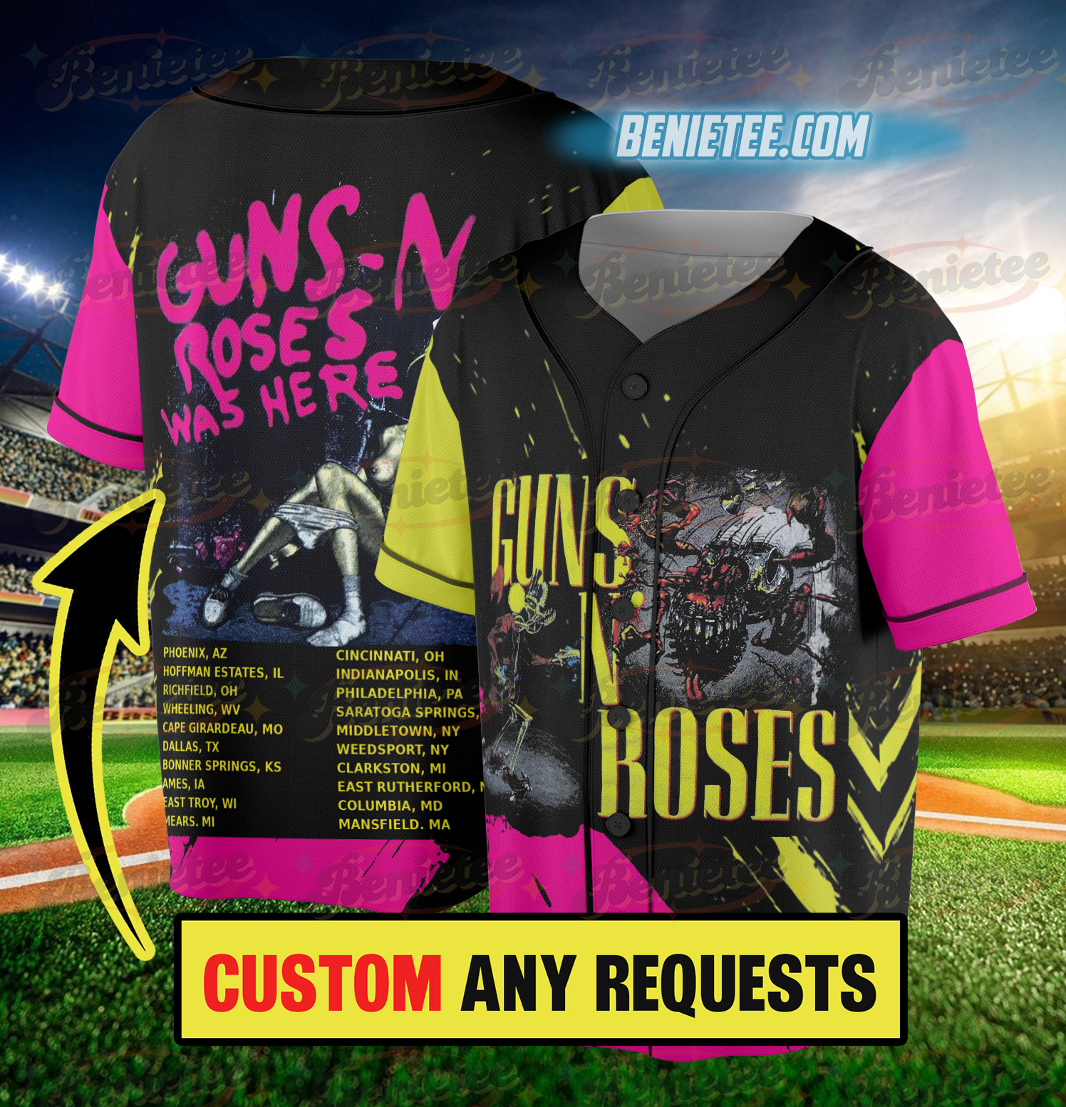 Guns and Roses Concert Band Shirt, American Hard Rock Band Shirt - Image 2