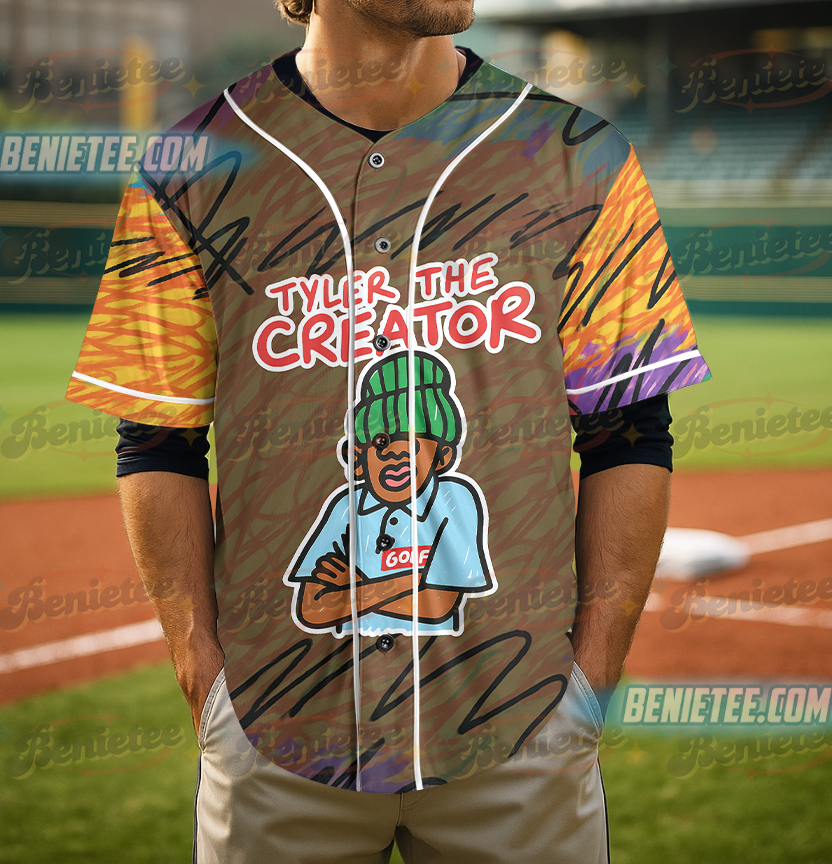 Retro Hip Hop Aesthetic Tee, Tyler The Creator Style Jersey Shirt, Unisex Cartoon Rap T-Shirt - Image 2