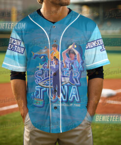 Alternative view of Super Tuna Baseball Jersey, Tuna Fish Baseball Jersey, Jin Super Tuna Shirt