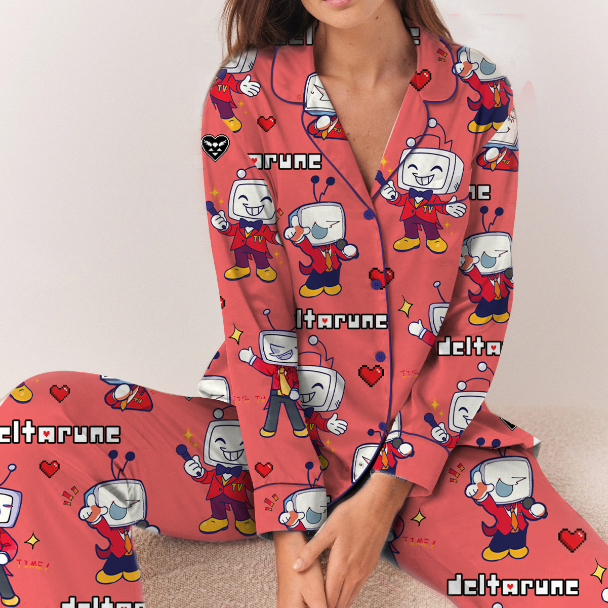 It’s TV Time Meme Pajamas Long, Tenna Deltarune Game Pajamas Set, Funny Tenna Fan Tee, DTG Video Game Shirt, Unisex Gamer Gift Shirt