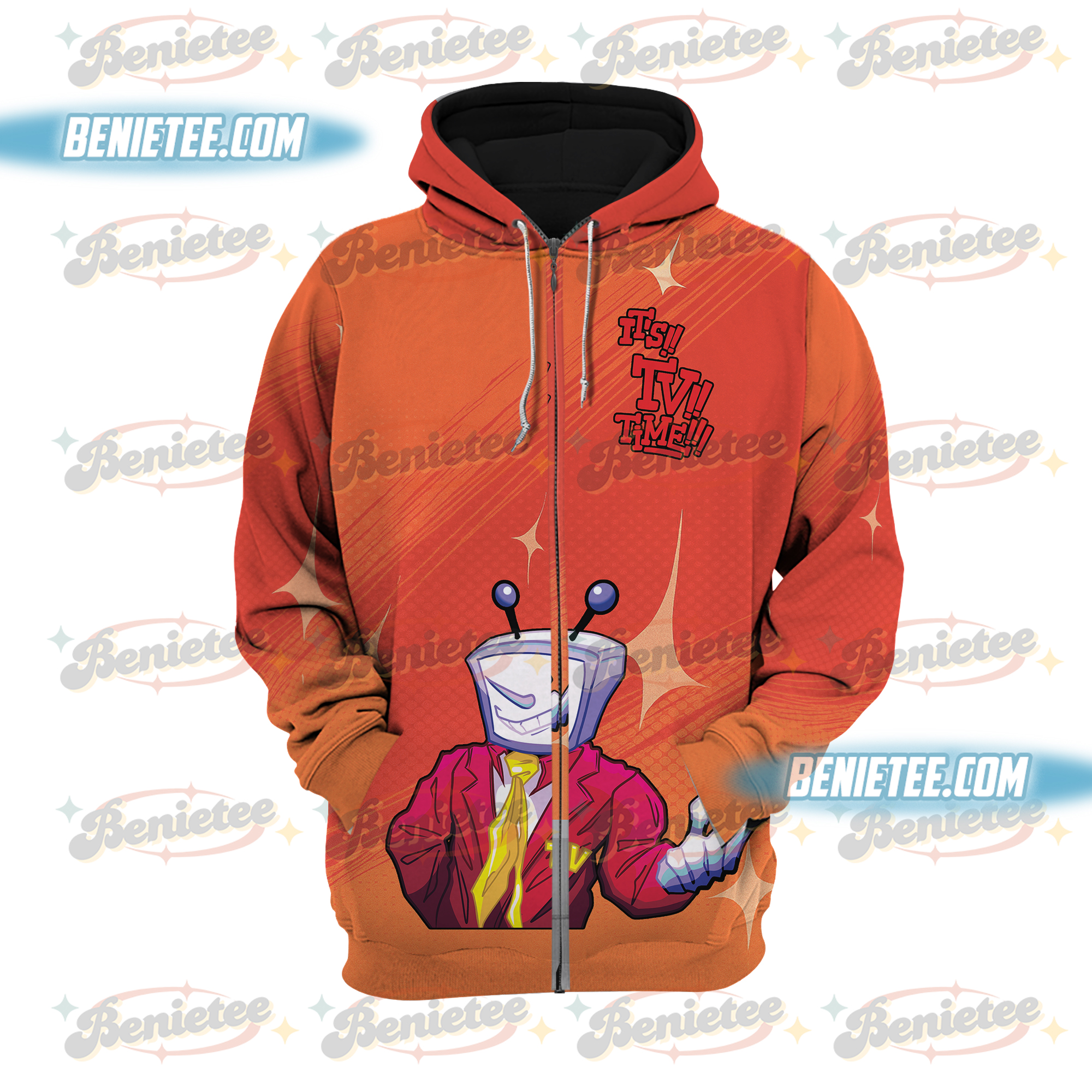 Vintage Tenna Deltarune Game Matching Zip Hoodie 3D, It's TV Time Shirt 3D - Image 3
