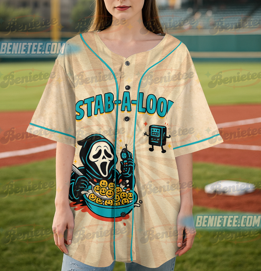 Stab-A-Loops Horror Cereal Box Halloween Jersey, Spooky Cereal Box Shirt, Killer Breakfast Halloween Tee, Slashers Crunch Graphic T-Shirt - Image 4