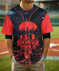 Alternative view of Stranger Things Hiking Club Baseball Jersey, Upside Down Mindflayer Jersey