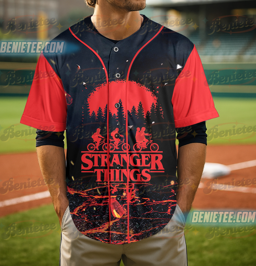 Stranger Things Hiking Club Baseball Jersey, Upside Down Mindflayer Jersey - Image 2