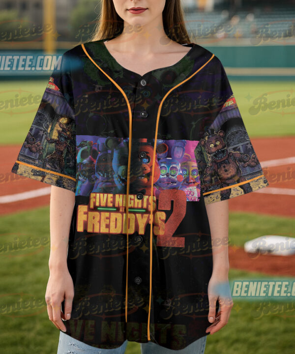 Alternative view of Halloween Horror nights 2025 Baseball Jersey, Universal Studios Scary movie shirt, Five Nights at Freddy's Halloween Jersey