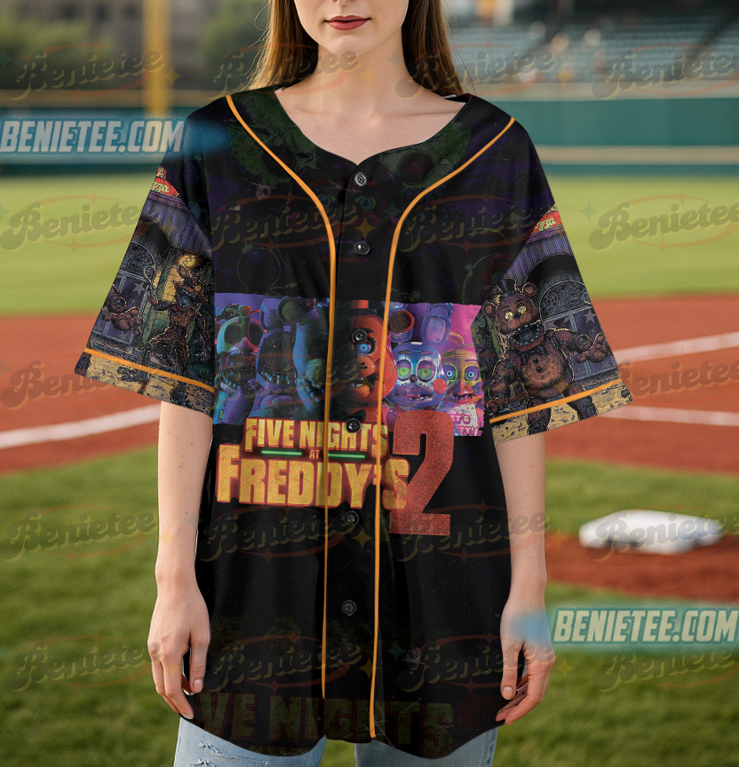 Halloween Horror nights 2025 Baseball Jersey, Universal Studios Scary movie shirt, Five Nights at Freddy's Halloween Jersey - Image 2