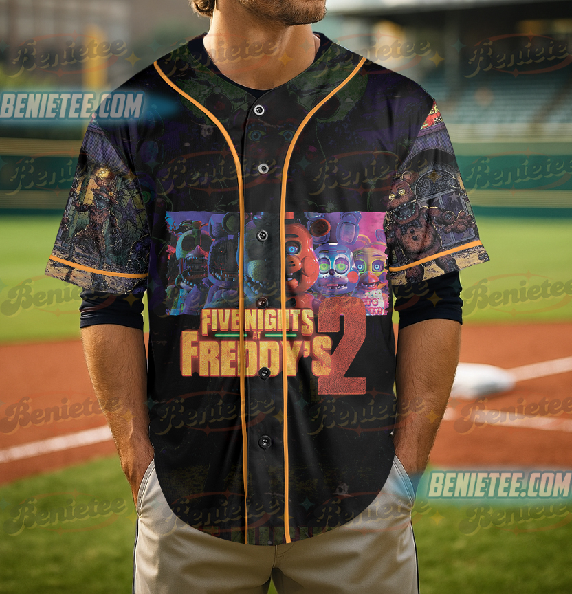 Halloween Horror nights 2025 Baseball Jersey, Universal Studios Scary movie shirt, Five Nights at Freddy's Halloween Jersey - Image 5