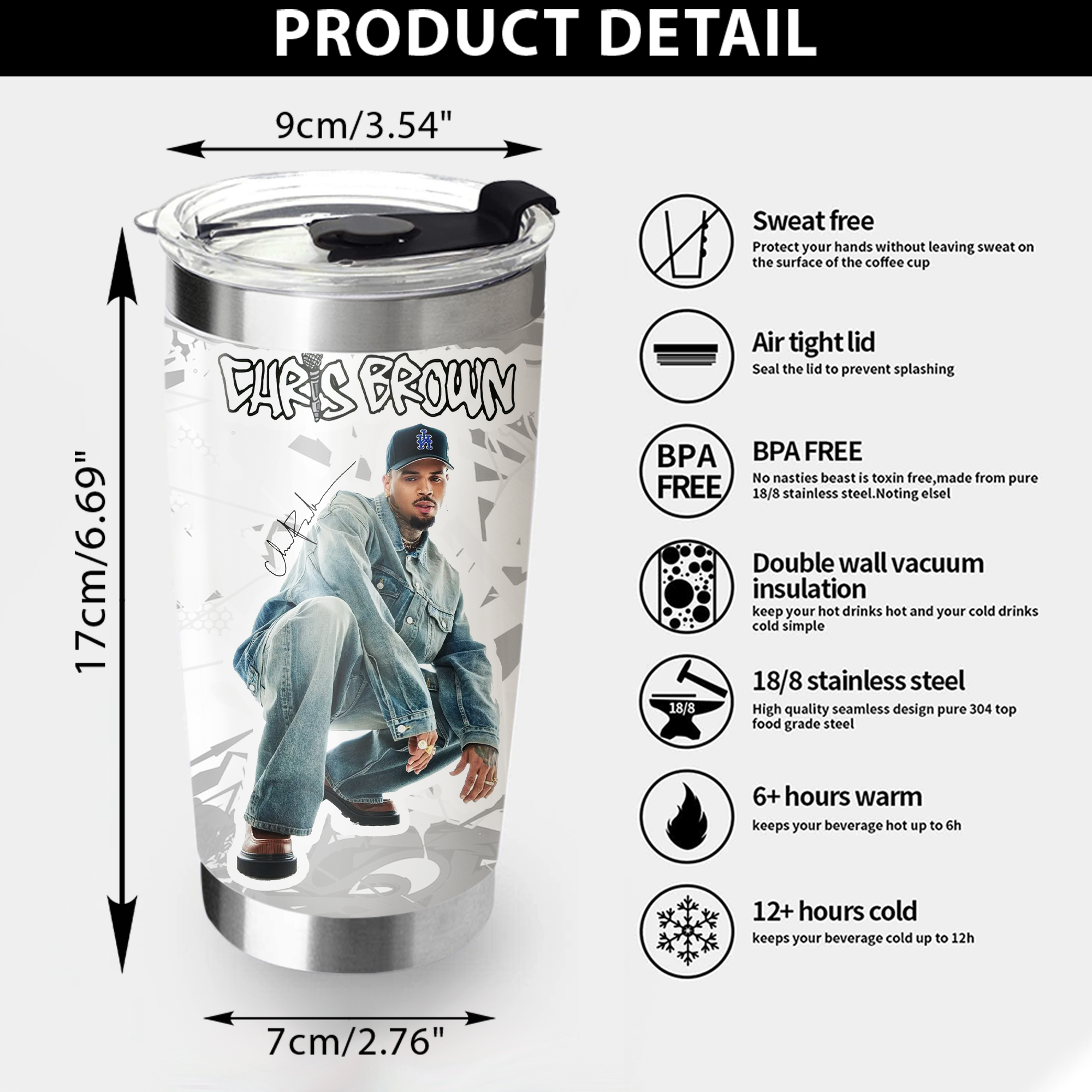 Chris Brown Breezy Bowl Tumbler, Breezy Bowl XX 2025 Tumbler, Chris Brown Merch Tumbler - Image 5