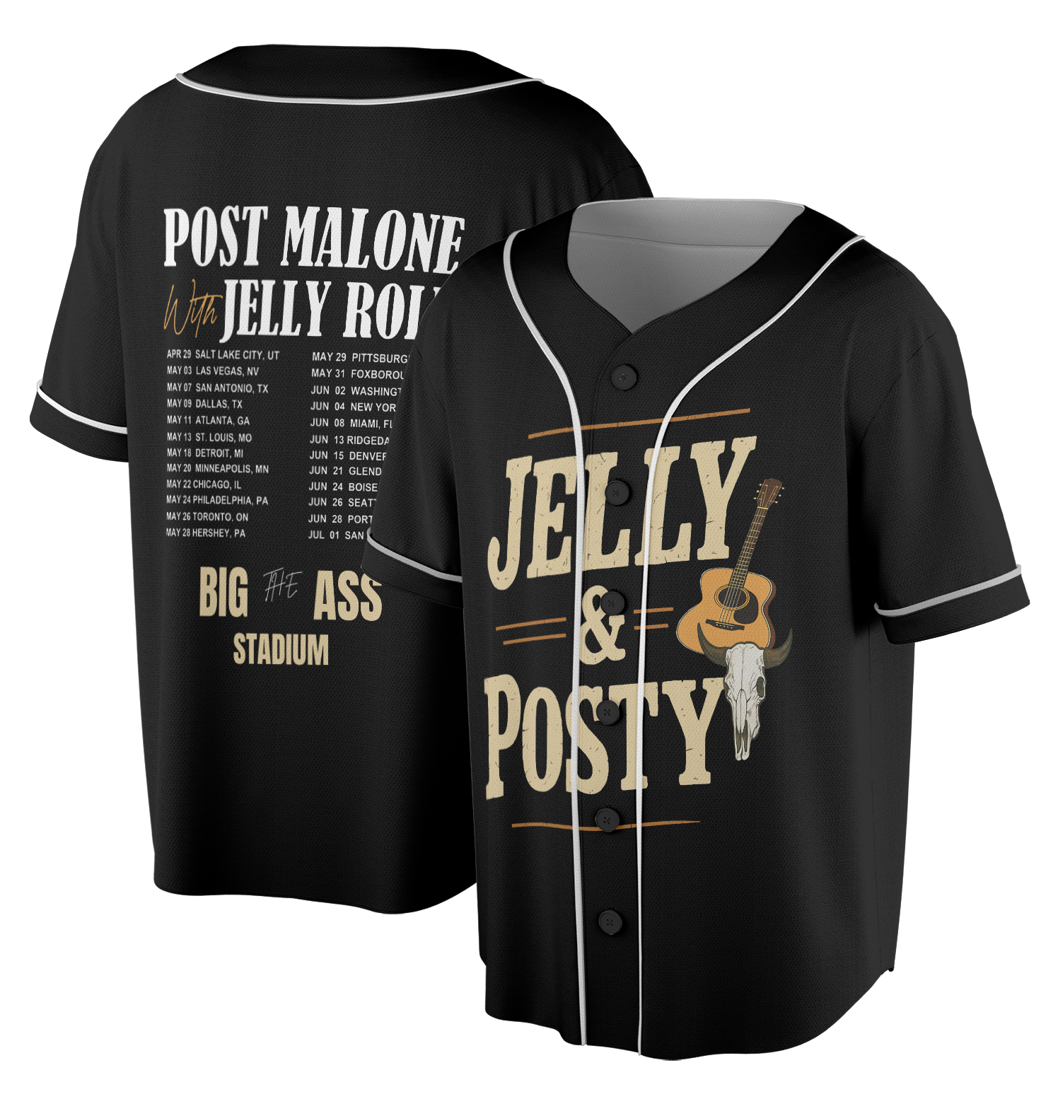 Jelly Posty Concert Jersey, Post Malone Tour Jersey, Big Ass Stadium Tour Jersey