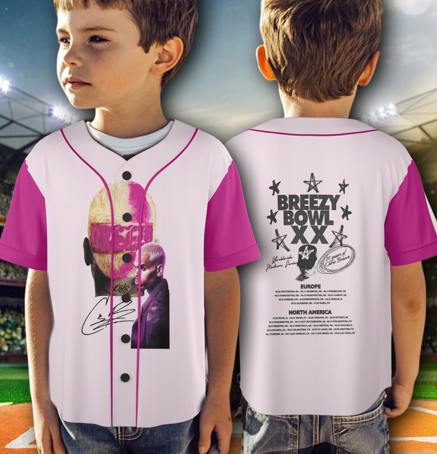 Chris Brown Tour Breezy Bowl XX V2 Vintage Jersey - Image 2