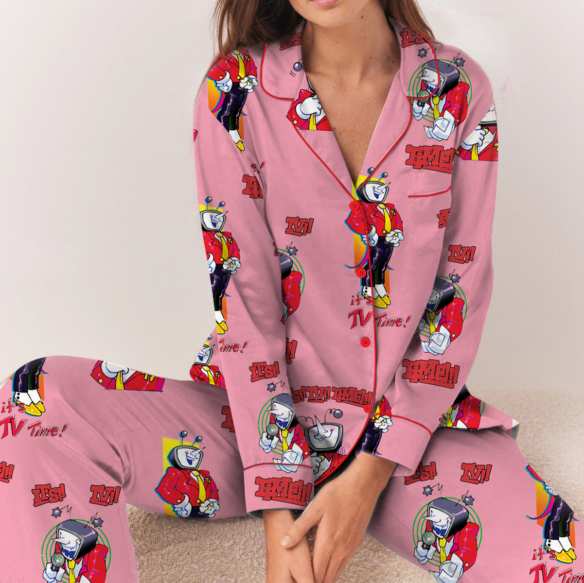Tenna Deltarune Pajamas Set Long, Tenna: Its TV Time Pajamas