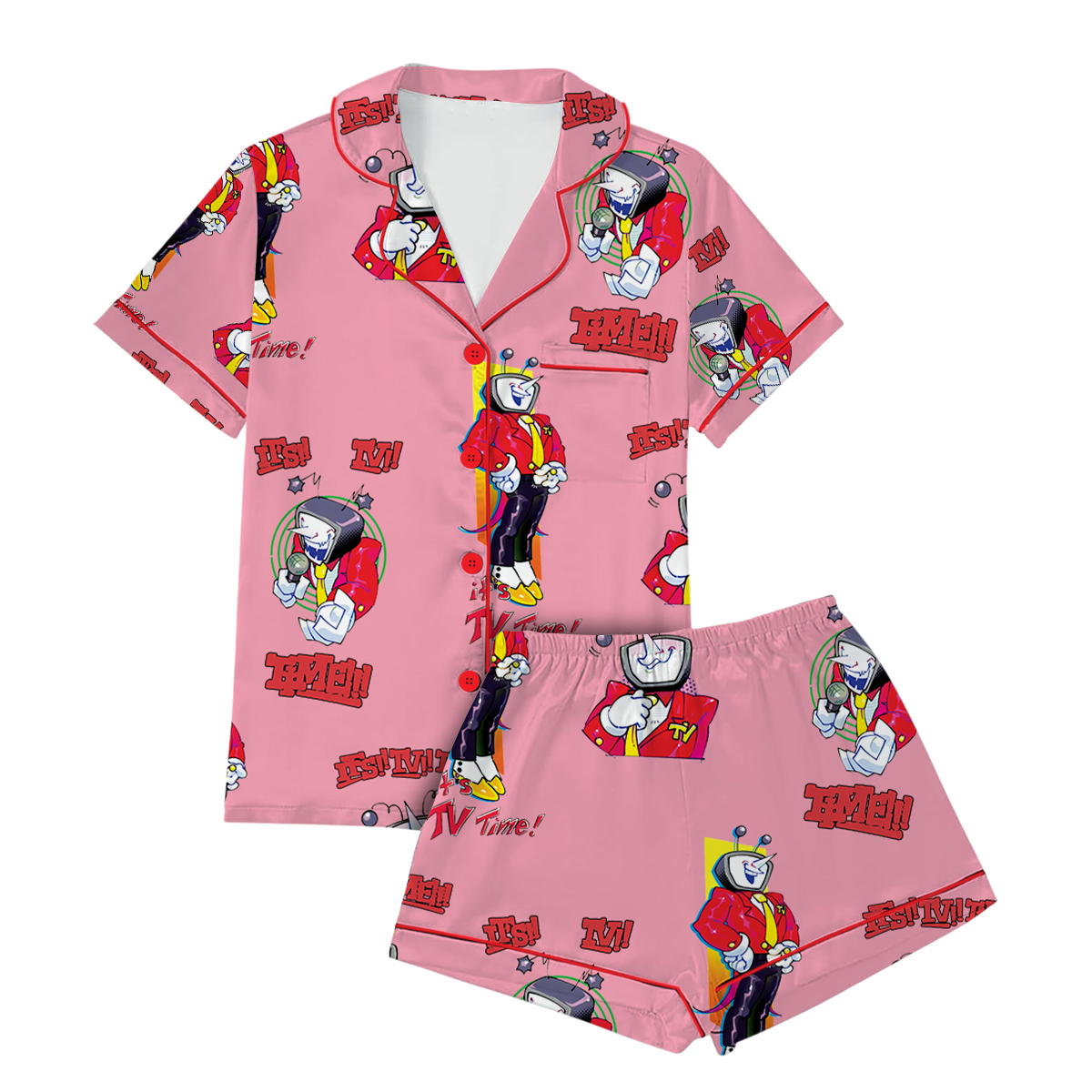 Tenna Deltarune Pajamas Set Short, Tenna: Its TV Time Pajamas, Deltarune Inspired Tee, Deltarune Tenna Tshirt - Image 3