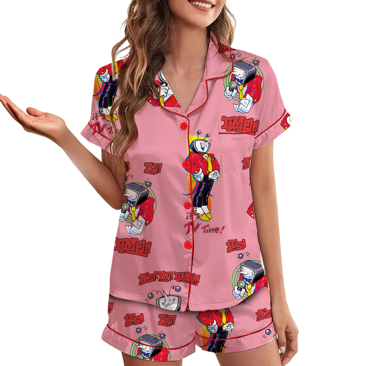 Tenna Deltarune Pajamas Set Short, Tenna: Its TV Time Pajamas, Deltarune Inspired Tee, Deltarune Tenna Tshirt - Image 4