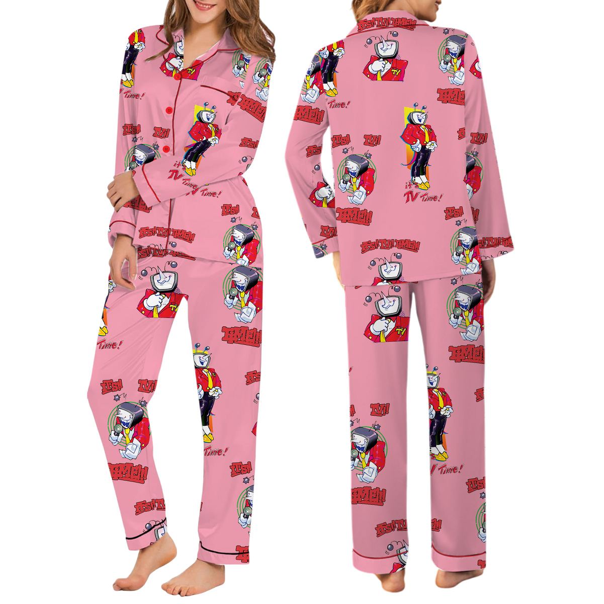 Tenna Deltarune Pajamas Set Long, Tenna: Its TV Time Pajamas - Image 2