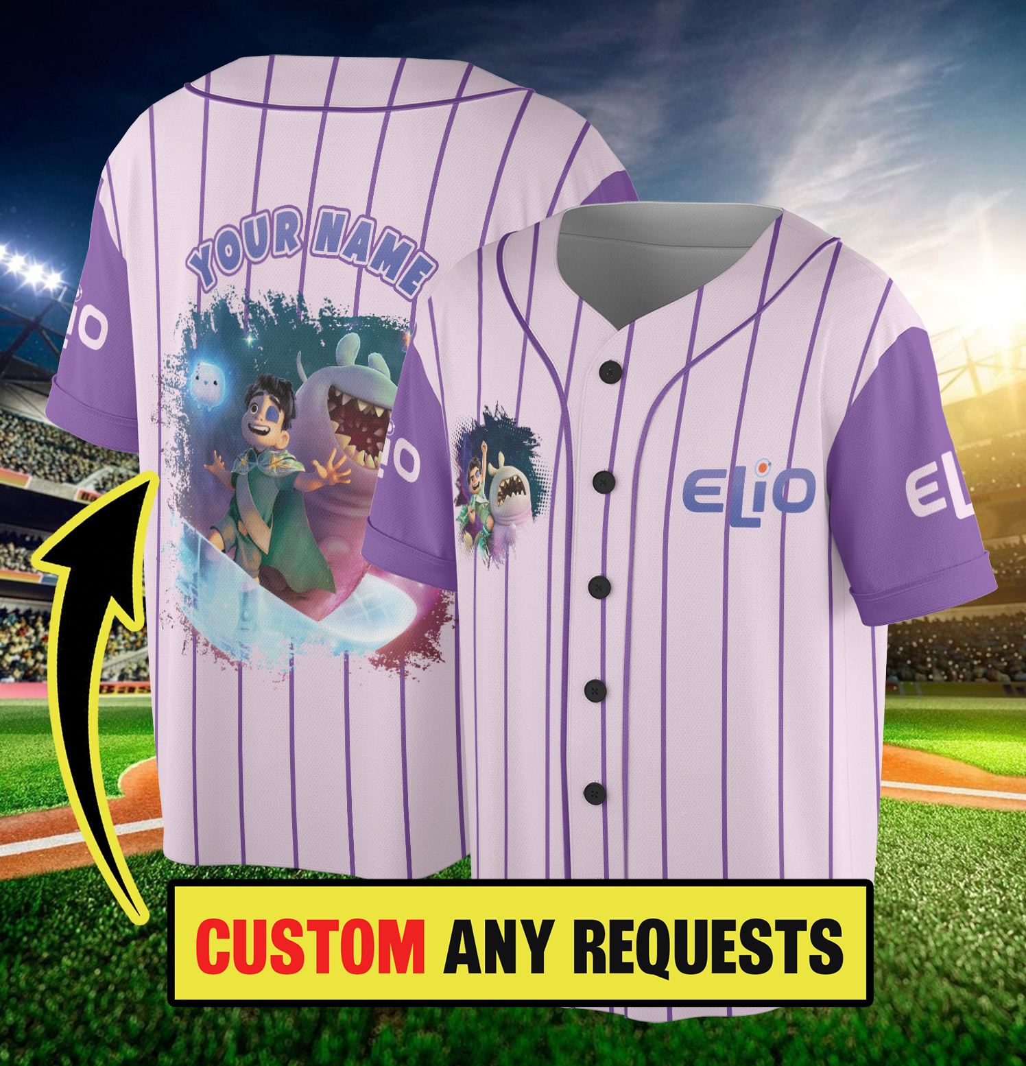 Custom Disney Pixar Elio Baseball Jersey