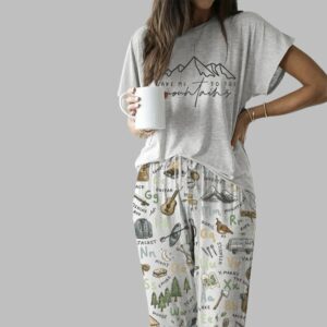 Take Me To The Mountains Gras Casual Pajama Set For Women