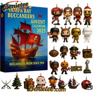 Tampa Bay Buccaneers Advent Calendar 2025 49th Anniversary Christmas Gift, Christmas Idea, Christmas Countdown Advent Calendar Gift Box with 24 Acrylic Ornaments