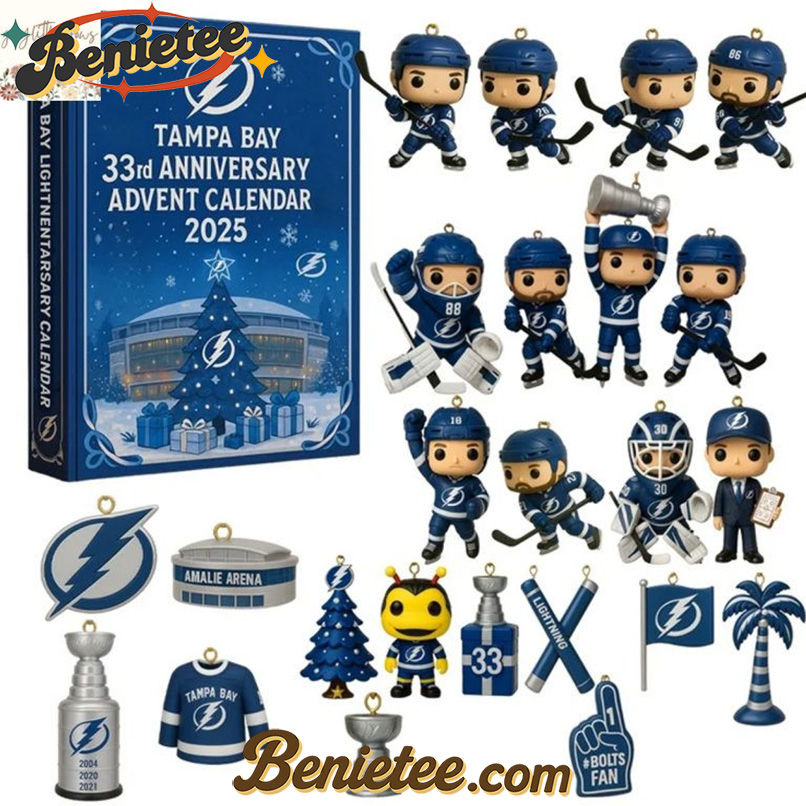 Tampa Bay Lightning Advent Calendar, Christmas Countdown Advent Calendar Gift Box with 24 Acrylic Ornaments