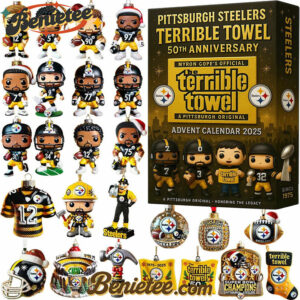 Terrible Towel Pittsburgh Steelers Advent Calendar 2025 50th Anniversary Christmas Gift, Christmas Idea, Christmas Countdown Advent Calendar Gift Box with 24 Acrylic Ornaments