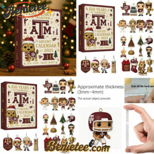 Texas A&M Aggies Anniversary Advent Calendar 2025, Christmas Countdown Advent Calendar Gift Box with 24 Acrylic Ornaments