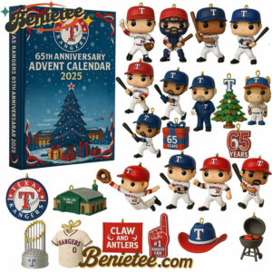 Texas Rangers Advent Calendar 2025 65th Anniversary Christmas Gift, Christmas Idea, Christmas Countdown Advent Calendar Gift Box with 24 Acrylic Ornaments
