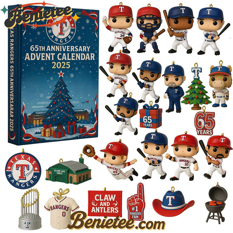 Texas Rangers Advent Calendar 2025 65th Anniversary Christmas Gift, Christmas Idea, Christmas Countdown Advent Calendar Gift Box with 24 Acrylic Ornaments