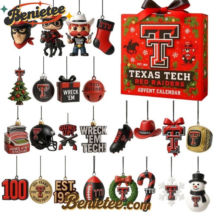 Texas Tech Red Raiders Limited Edition 2025 Advent Calendar, Christmas Countdown Advent Calendar Gift Box with 24 Acrylic Ornaments - Image 3